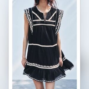 Zara ZW Collection Contrast Embroidered Dress